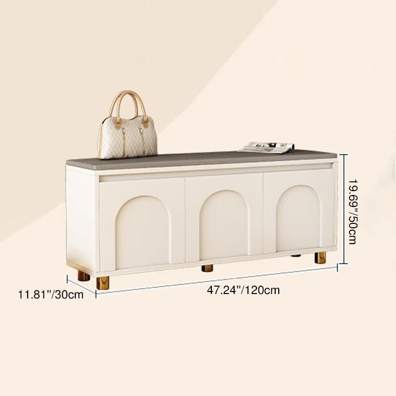 Contemporary Nordic Rectangular MDF Faux Leather Sponge Shoe Bench Backless Armless For Hallway