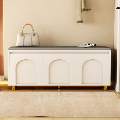 Contemporary Nordic Rectangular MDF Faux Leather Sponge Shoe Bench Backless Armless For Hallway