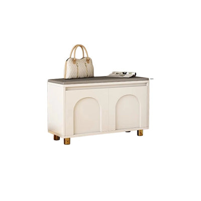 Contemporary Nordic Rectangular MDF Faux Leather Sponge Shoe Bench Backless Armless For Hallway