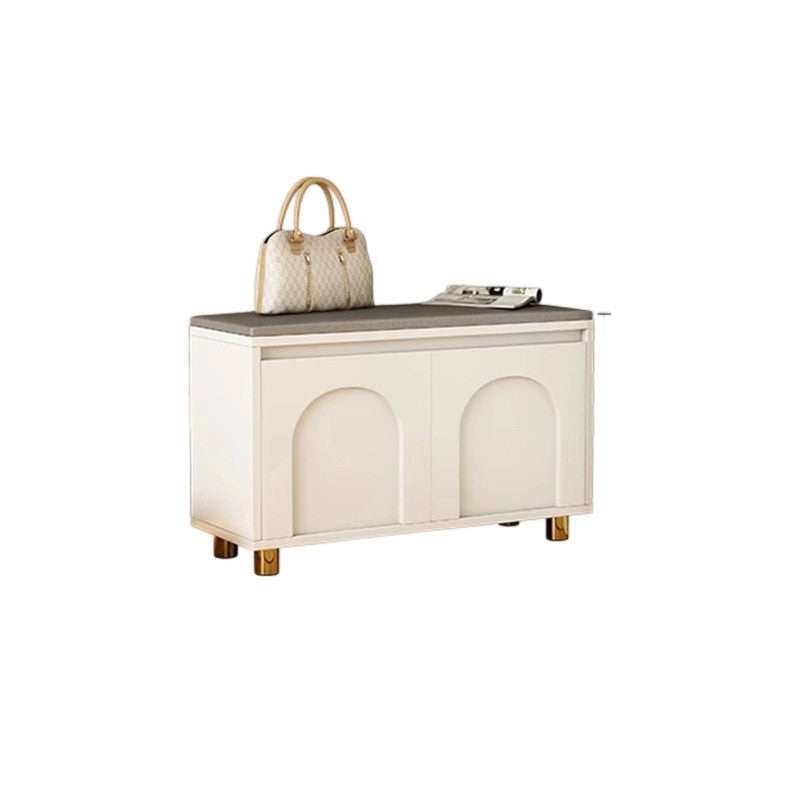Contemporary Nordic Rectangular MDF Faux Leather Sponge Shoe Bench Backless Armless For Hallway