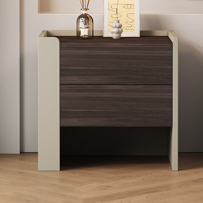 Contemporary Luxury Square Pine Wood Metal Nightstand 2-Drawer For Bedroom