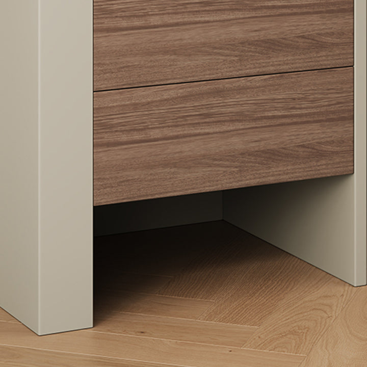 Moderner luxuriöser quadratischer umweltfreundlicher Nachttisch aus Holzwerkstoff, Sperrholz, Kiefernholz und Metall mit 2 Schubladen für das Schlafzimmer 