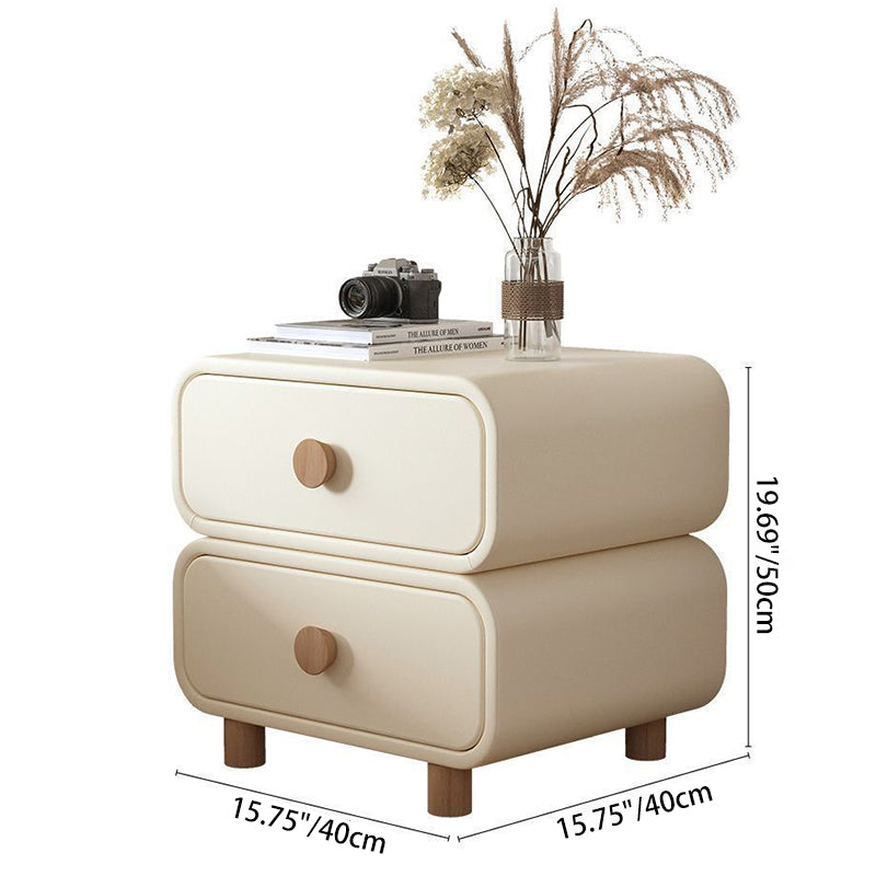 Modern Minimalist Rectangular MDF Microfiber Leather Nightstand 2-Drawer For Bedroom