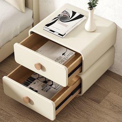 Modern Minimalist Rectangular MDF Microfiber Leather Nightstand 2-Drawer For Bedroom