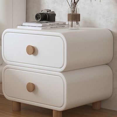 Modern Minimalist Rectangular MDF Microfiber Leather Nightstand 2-Drawer For Bedroom