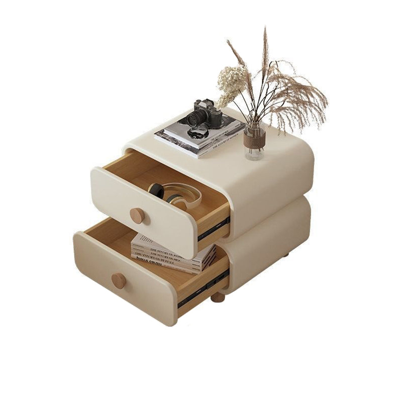 Table de chevet rectangulaire minimaliste moderne en MDF avec cuir microfibre à 2 tiroirs pour chambre 