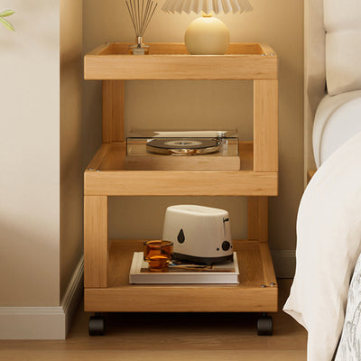 Contemporary Creative Geometric Nan Bamboo Plastic Rattan Weaving Movable End Table 3/4-Tier For Living Room