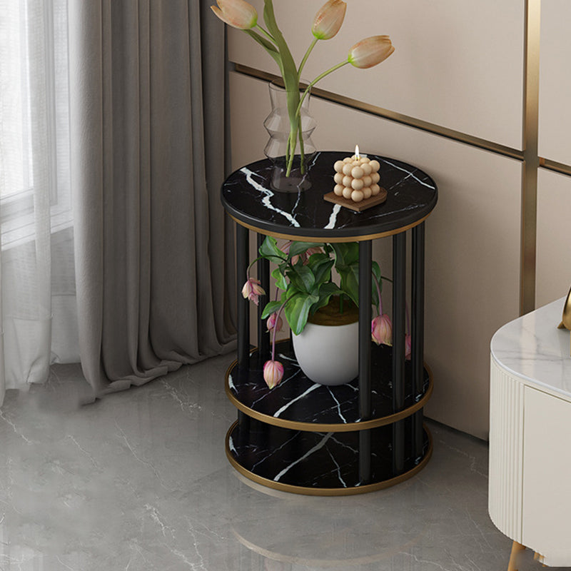 Modern Minimalist Round Pine Wood MDF End Table 3-Tier For Living Room