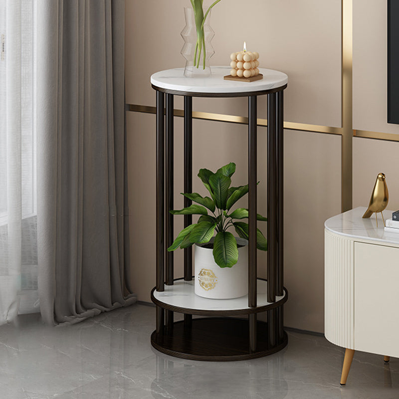 Mesa Auxiliar Moderna Minimalista Redonda de Madera de Pino MDF de 3 Niveles para Sala de Estar 