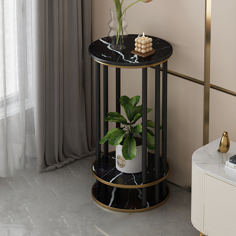 Modern Minimalist Round Pine Wood MDF End Table 3-Tier For Living Room