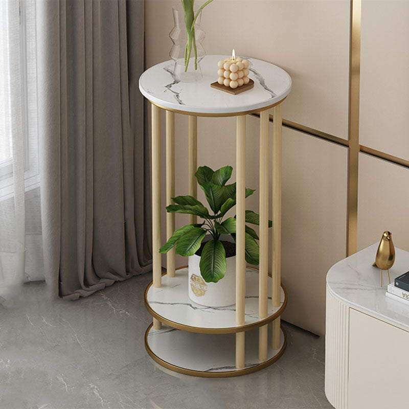 Mesa Auxiliar Moderna Minimalista Redonda de Madera de Pino MDF de 3 Niveles para Sala de Estar 
