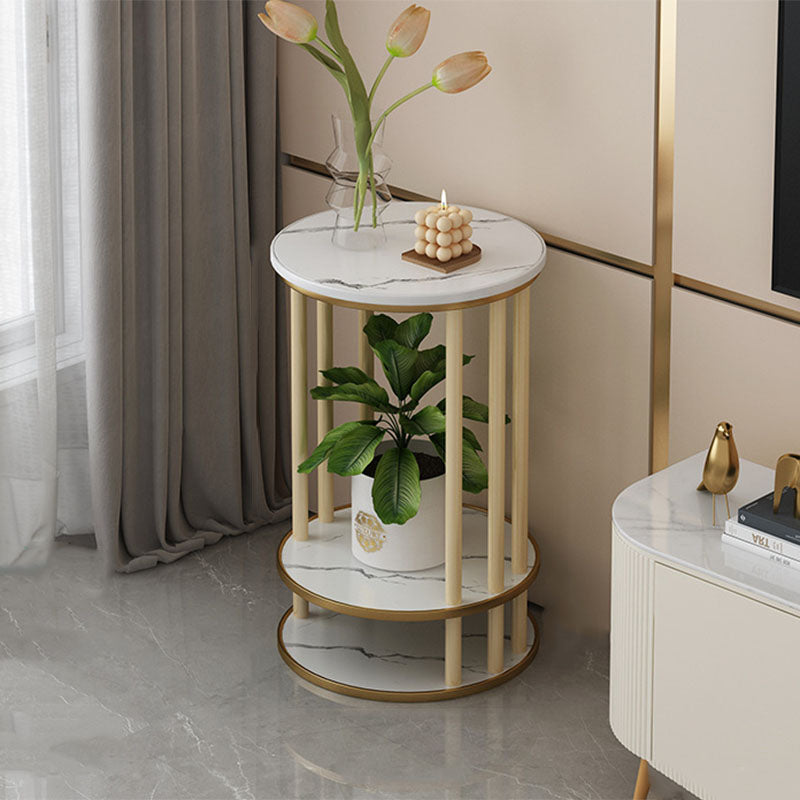 Modern Minimalist Round Pine Wood MDF End Table 3-Tier For Living Room