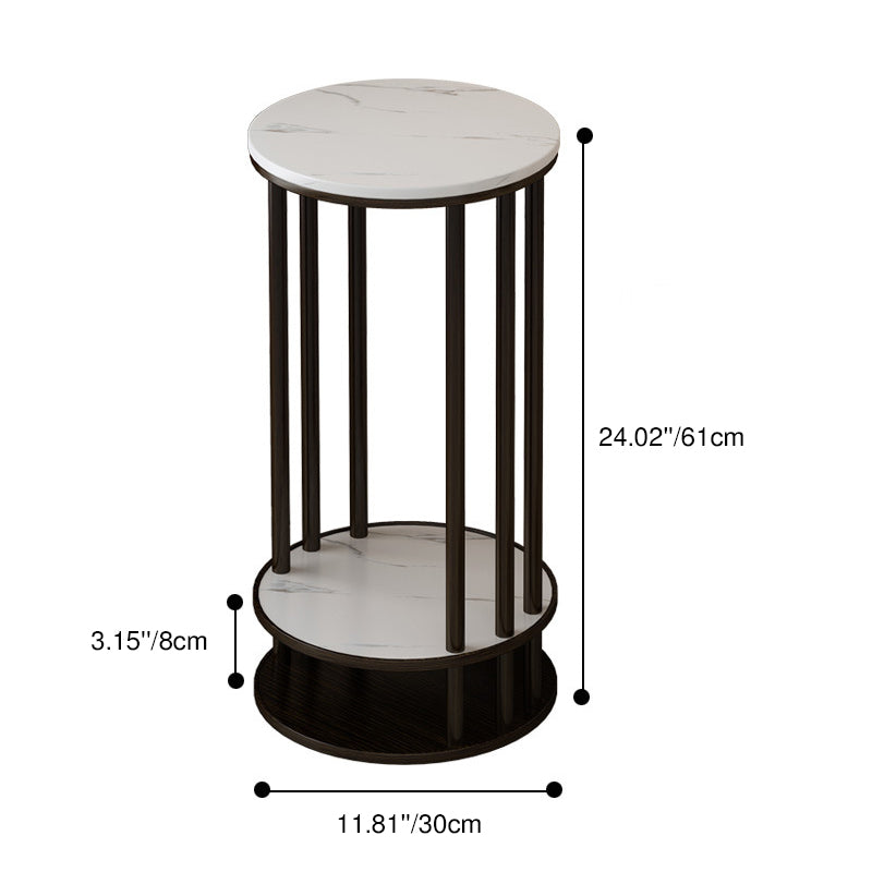 Modern Minimalist Round Pine Wood MDF End Table 3-Tier For Living Room
