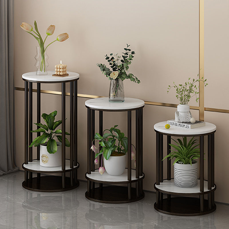 Modern Minimalist Round Pine Wood MDF End Table 3-Tier For Living Room