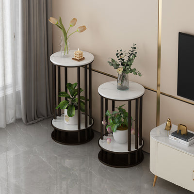 Modern Minimalist Round Pine Wood MDF End Table 3-Tier For Living Room