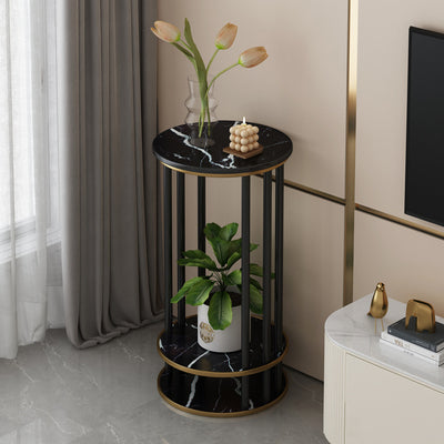 Modern Minimalist Round Pine Wood MDF End Table 3-Tier For Living Room