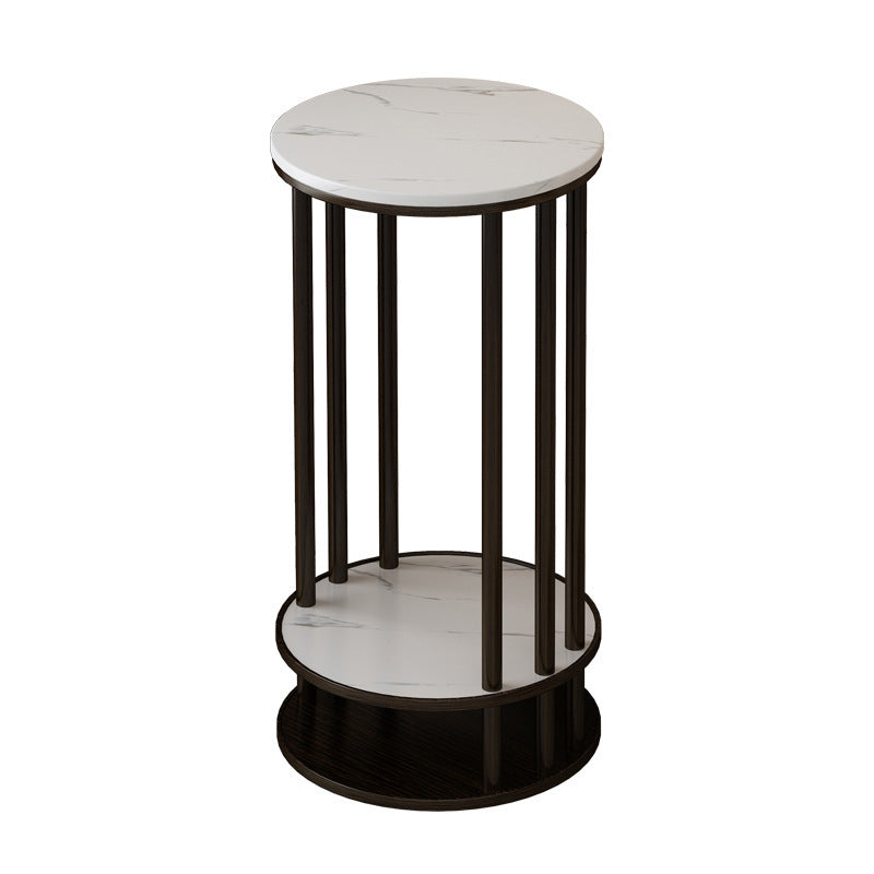 Modern Minimalist Round Pine Wood MDF End Table 3-Tier For Living Room