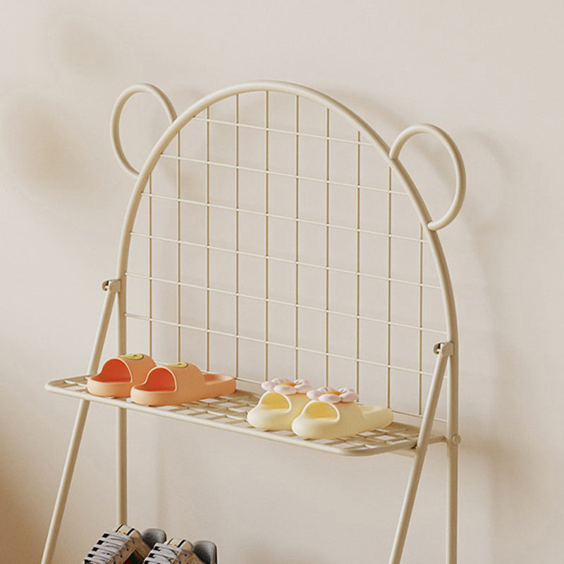 Modern Art Deco Grid Bear Iron Kids Shoe Storage 3-Tier For Hallway