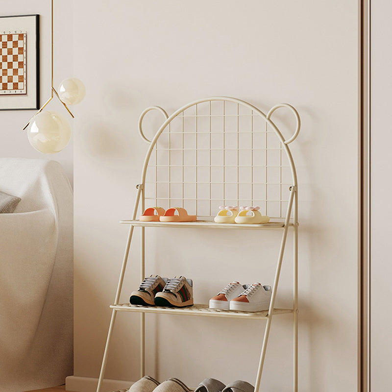 Modern Art Deco Grid Bear Iron Kids Shoe Storage 3-Tier For Hallway