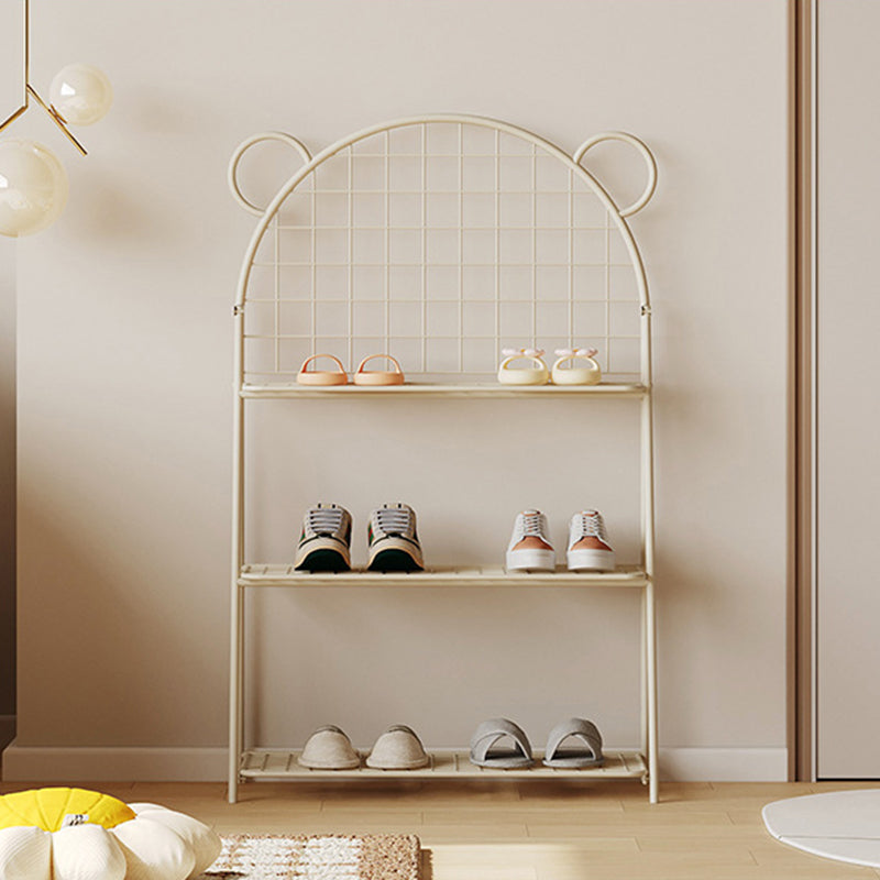 Modern Art Deco Grid Bear Iron Kids Shoe Storage 3-Tier For Hallway