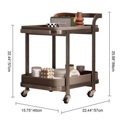 Contemporary Luxury Movable Rectangular Carbon Steel Faux Saddle Leather End Table 2-Tier For Living Room