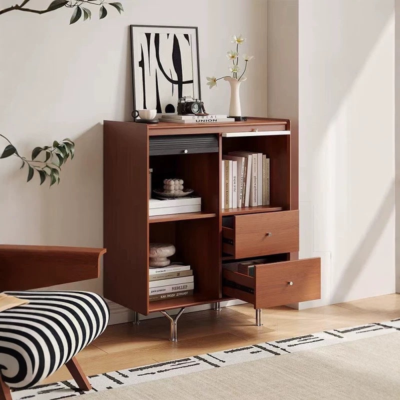 Traditional Vintage Rectangular Pine Wood Boxwood Solid Wood Multi-Layer Board Stainless Steel Storage Cabinet 3-Cabinet For Living Room