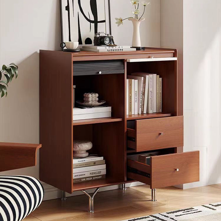 Traditional Vintage Rectangular Pine Wood Boxwood Solid Wood Multi-Layer Board Stainless Steel Storage Cabinet 3-Cabinet For Living Room