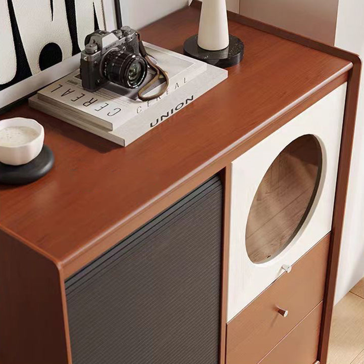 Traditional Vintage Rectangular Pine Wood Boxwood Solid Wood Multi-Layer Board Stainless Steel Storage Cabinet 3-Cabinet For Living Room