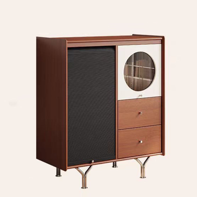 Traditional Vintage Rectangular Pine Wood Boxwood Solid Wood Multi-Layer Board Stainless Steel Storage Cabinet 3-Cabinet For Living Room