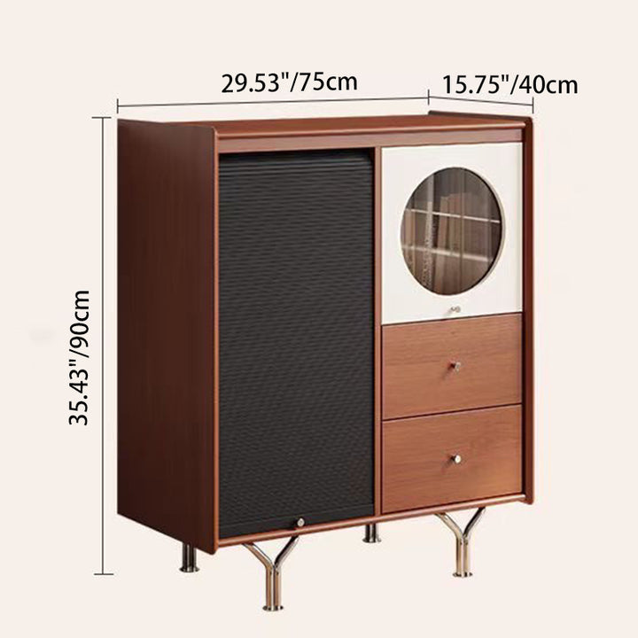 Traditional Vintage Rectangular Pine Wood Boxwood Solid Wood Multi-Layer Board Stainless Steel Storage Cabinet 3-Cabinet For Living Room