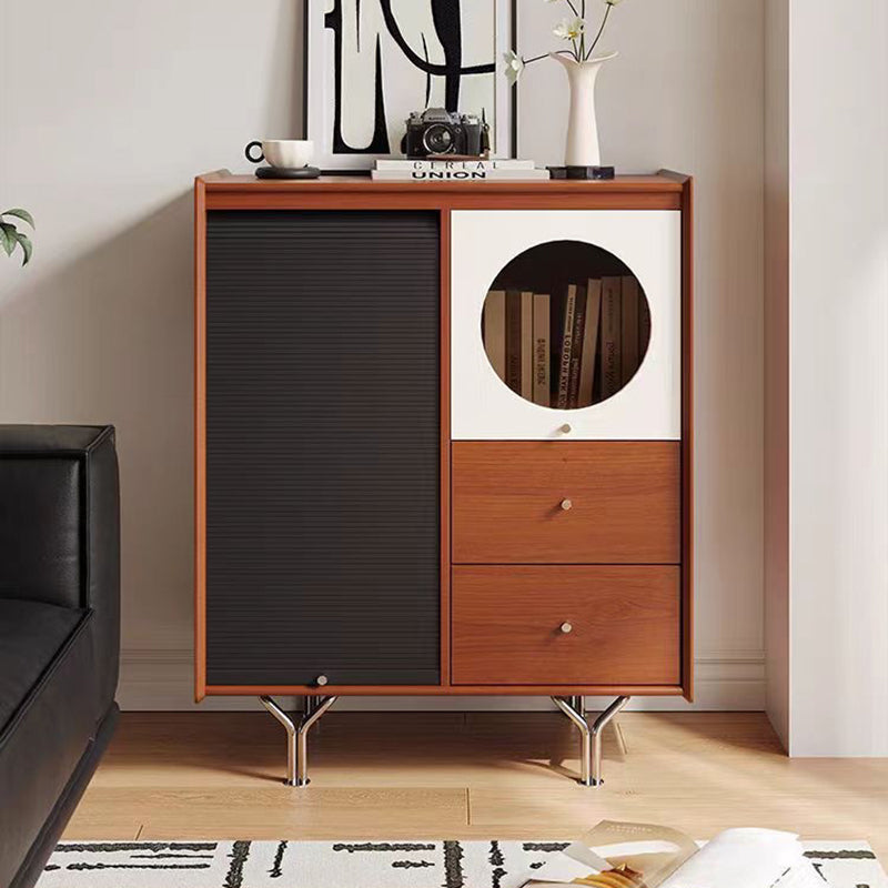 Traditional Vintage Rectangular Pine Wood Boxwood Solid Wood Multi-Layer Board Stainless Steel Storage Cabinet 3-Cabinet For Living Room