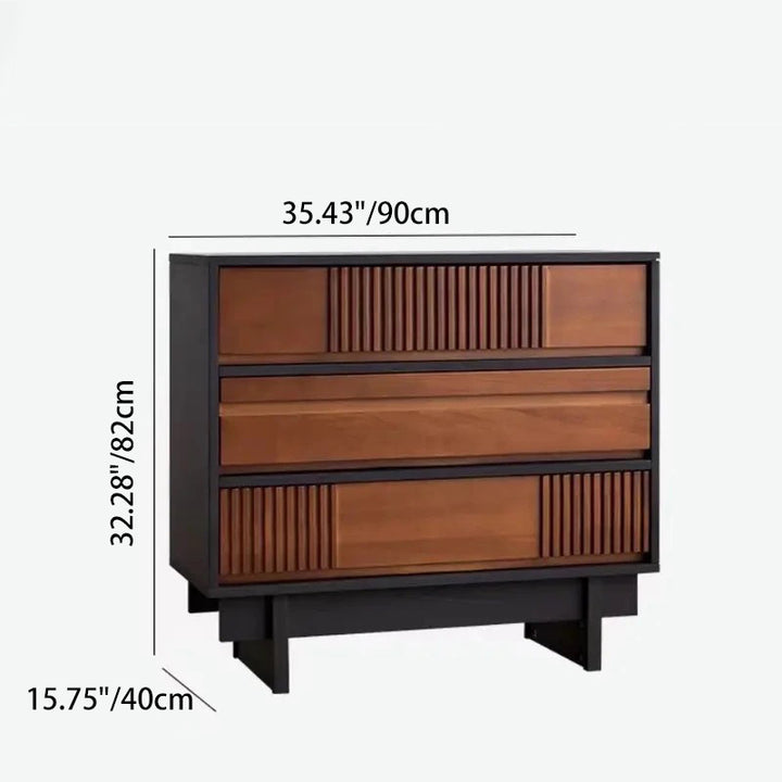 Traditional Vintage Rectangular Pine Wood Plywood Storage Cabinet 3-Cabinet For Bedroom