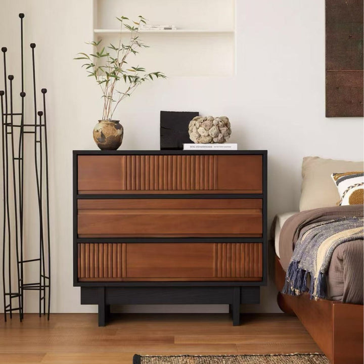 Traditional Vintage Rectangular Pine Wood Plywood Storage Cabinet 3-Cabinet For Bedroom
