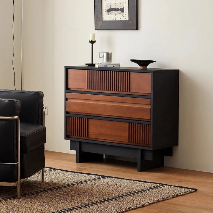 Traditional Vintage Rectangular Pine Wood Plywood Storage Cabinet 3-Cabinet For Bedroom