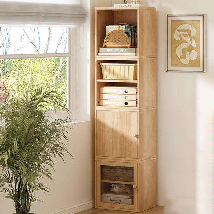 Moderner minimalistischer quadratischer Aufbewahrungsschrank aus Kiefernholz-Verbundplatte und Acryl, 1/2-Schrank, für das Arbeitszimmer 