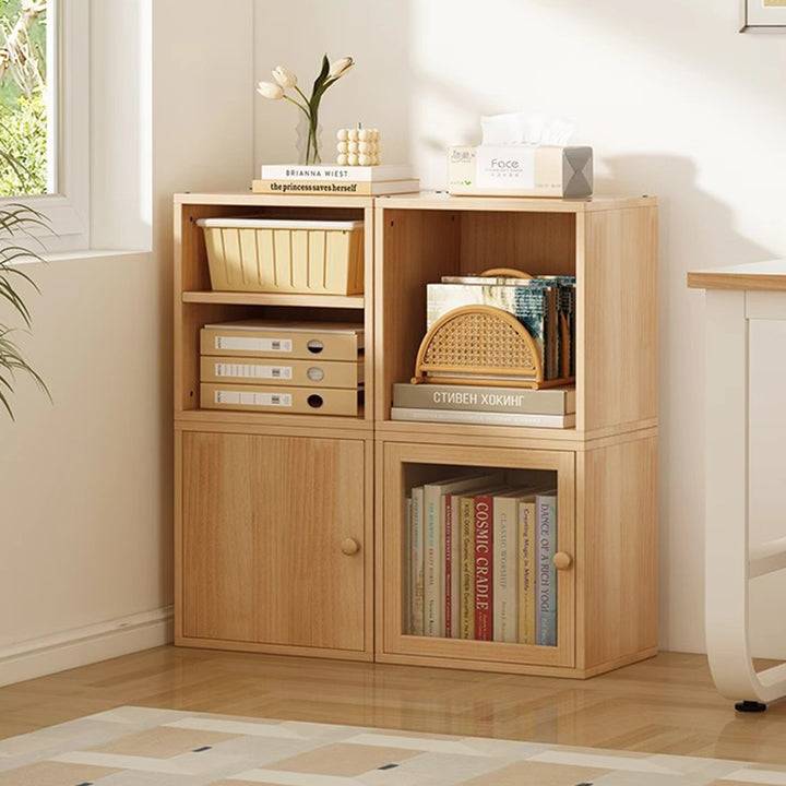 Moderner minimalistischer quadratischer Aufbewahrungsschrank aus Kiefernholz-Verbundplatte und Acryl, 1/2-Schrank, für das Arbeitszimmer 