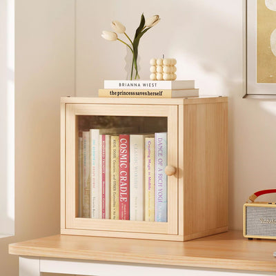 Modern Minimalist Square Solid Wood MDF Acrylic Storage Cabinet 1/2-Cabinet For Study