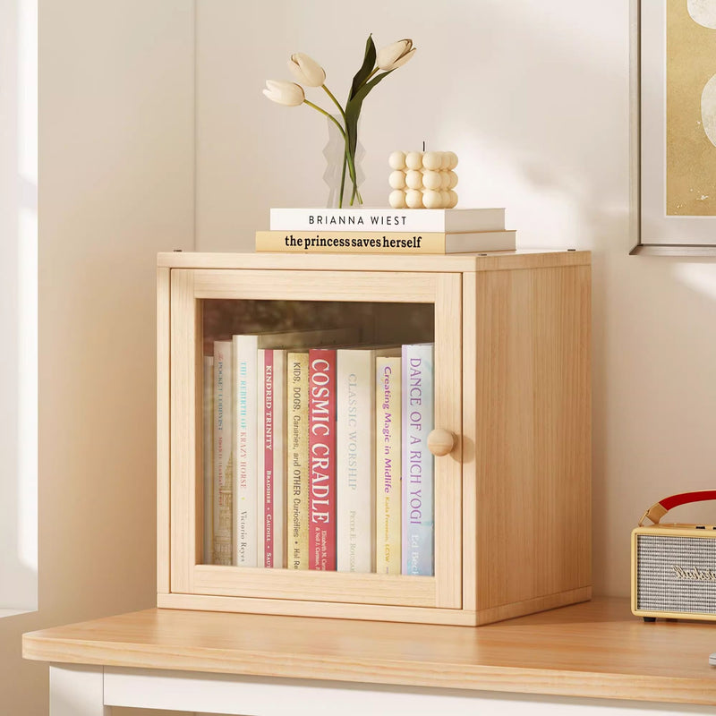 Modern Minimalist Square Solid Wood MDF Acrylic Storage Cabinet 1/2-Cabinet For Study