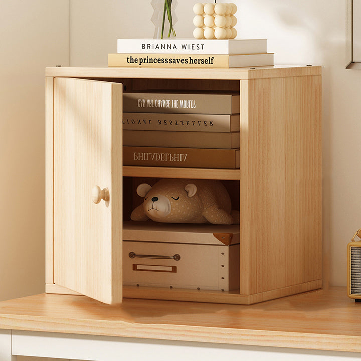 Moderner minimalistischer quadratischer Aufbewahrungsschrank aus Kiefernholz-Verbundplatte und Acryl, 1/2-Schrank, für das Arbeitszimmer 