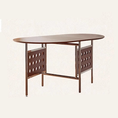 Traditional Rustic Round Square Cherry Wood Stainless Steel Foldable Dining Table For 2-4 Seats