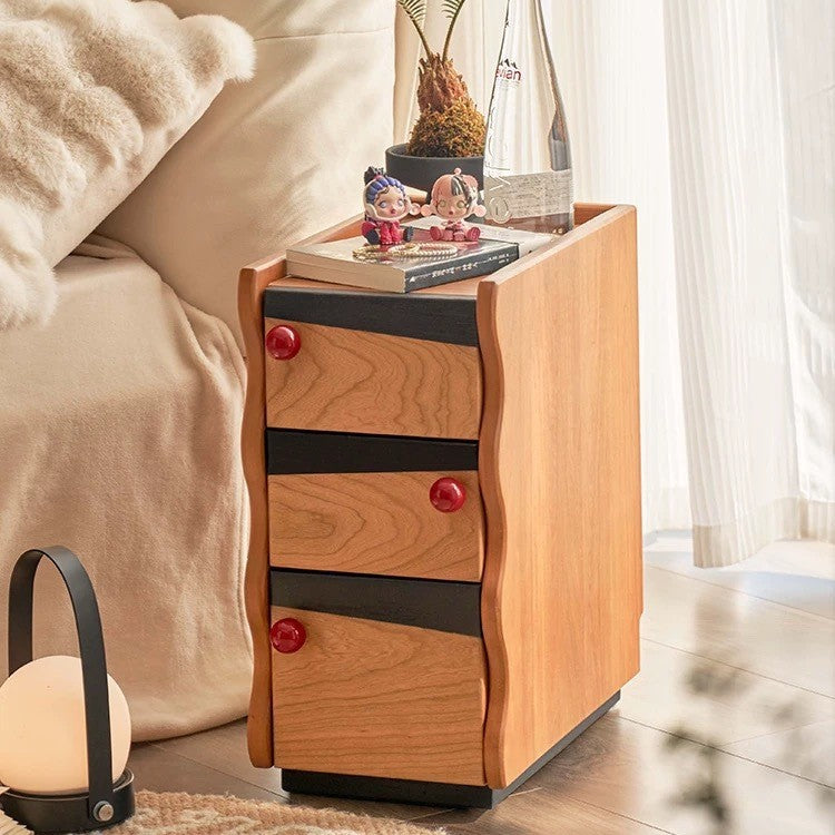 Traditional Vintage Narrow Rectangular Plywood Solid Wood Nightstand 3 – BulbSquare