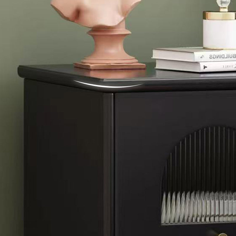 Contemporary Scandinavian Square Solid Wood Glass Nightstand 1-Drawer For Bedroom