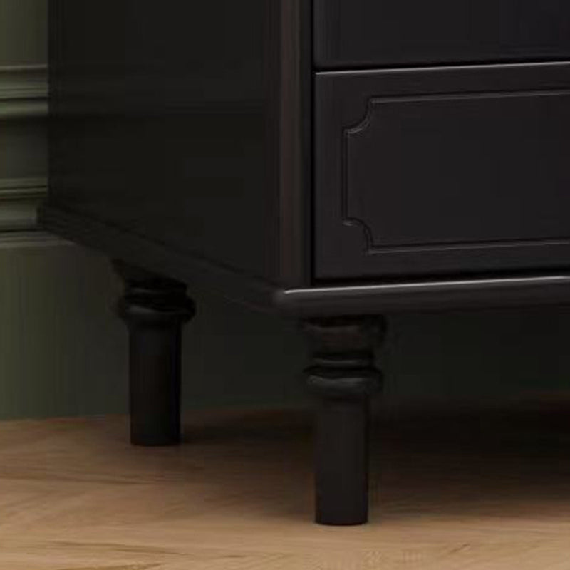 Contemporary Scandinavian Square Solid Wood Glass Nightstand 1-Drawer For Bedroom