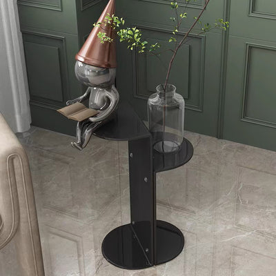 Contemporary Industrial Arc Rectangular Stainless Steel End Table 3-Tier For Living Room