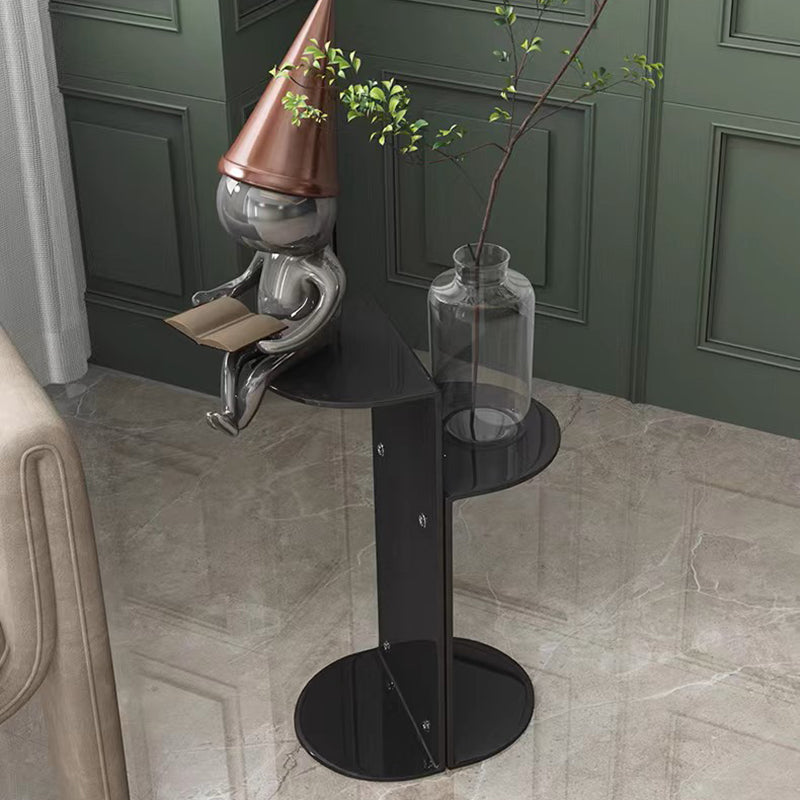 Contemporary Industrial Arc Rectangular Stainless Steel End Table 3-Tier For Living Room