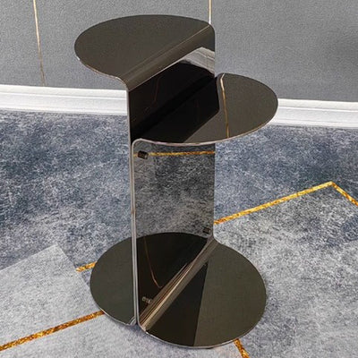 Contemporary Industrial Arc Rectangular Stainless Steel End Table 3-Tier For Living Room
