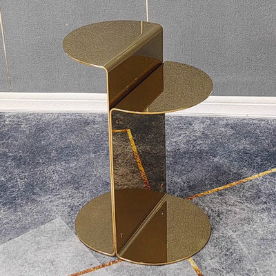 Contemporary Industrial Arc Rectangular Stainless Steel End Table 3-Tier For Living Room