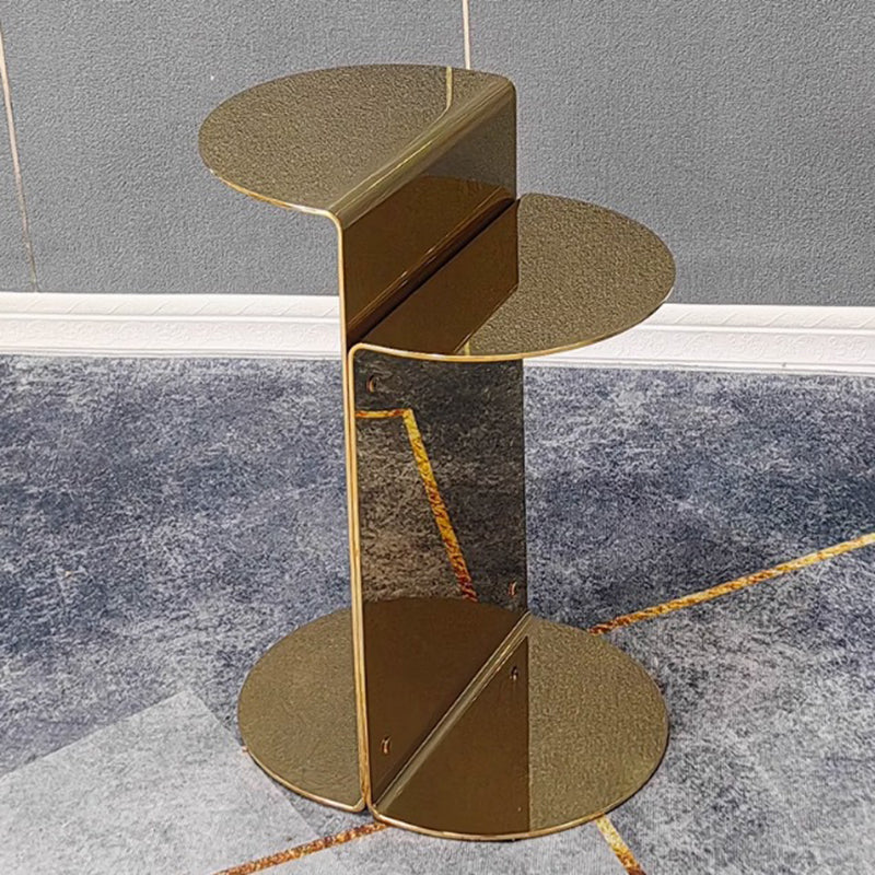 Contemporary Industrial Arc Rectangular Stainless Steel End Table 3-Tier For Living Room