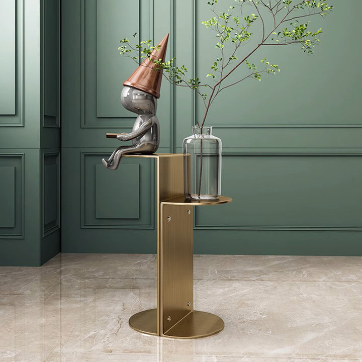 Contemporary Industrial Arc Rectangular Stainless Steel End Table 3-Tier For Living Room
