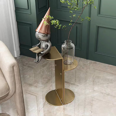 Contemporary Industrial Arc Rectangular Stainless Steel End Table 3-Tier For Living Room